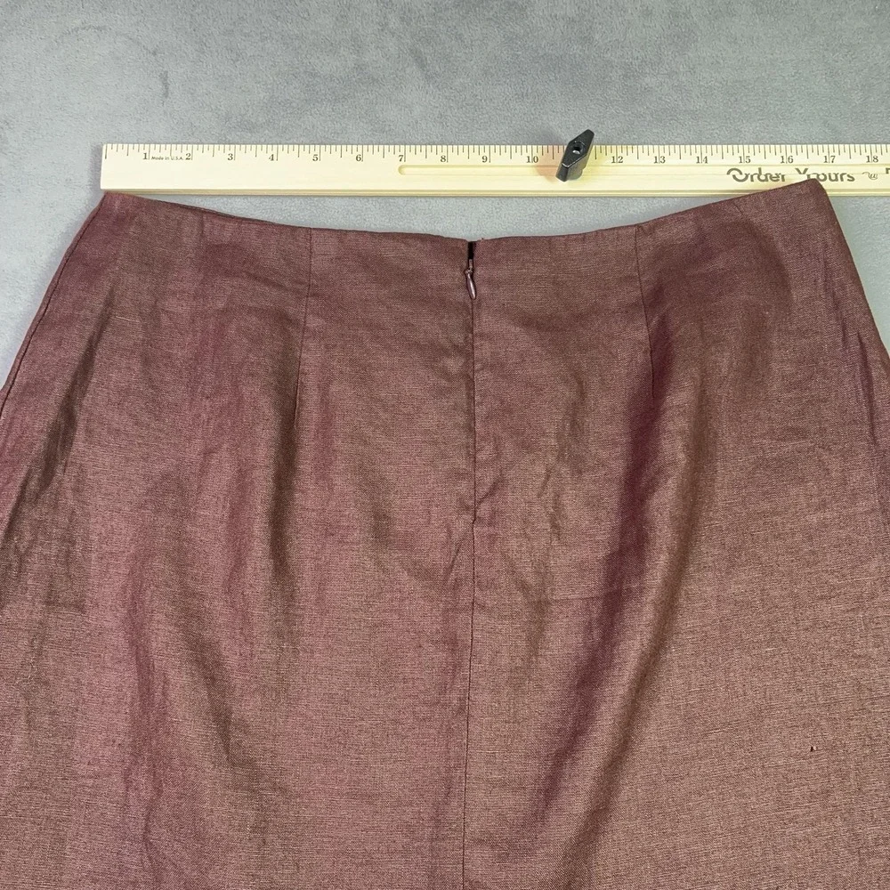 Madewell Pleated Linen Skirt Womens 12 Chocolate Raisin Brown Lined Academia NEW